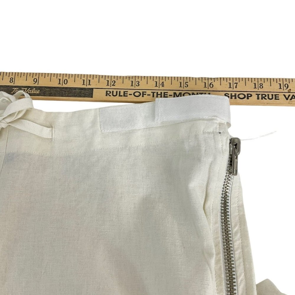 Aziz Pants Women's 33" Ivory Drawstring Front Side Zipper Heavy Linen Blend Nwot - Picture 7 of 13